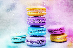 Colourful French macarons in assorted flavours